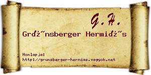 Grünsberger Hermiás névjegykártya
